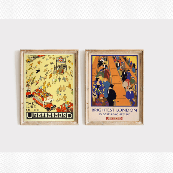 London Underground 1920s Vintage Travel Poster Set , Poster Only