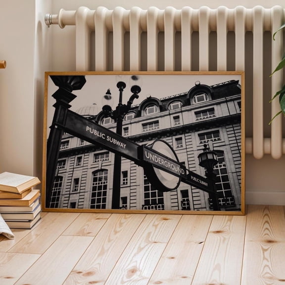 London Underground Black and White Art Print Vintage London Subway Poster Monochrome England Wall Print