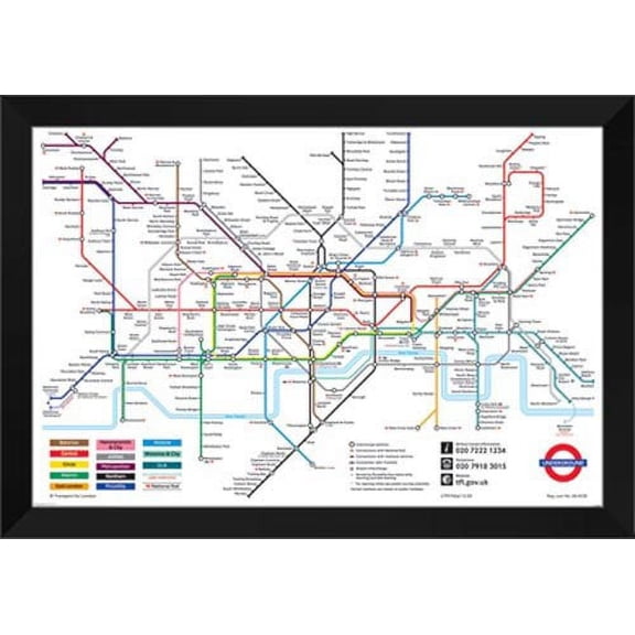 London Underground Map 28x40 Framed Art Print.