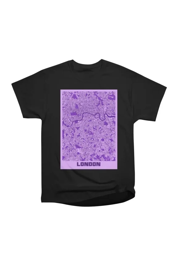 London United Kingdom Lavender City Map T-Shirt Tee Gift For Him Merch For Her Apparel For