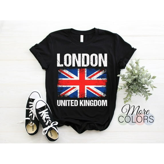 London United Kingdom T-shirt, Union Jack England Graphic Tee, Vintage British Flag Souvenir Shirt