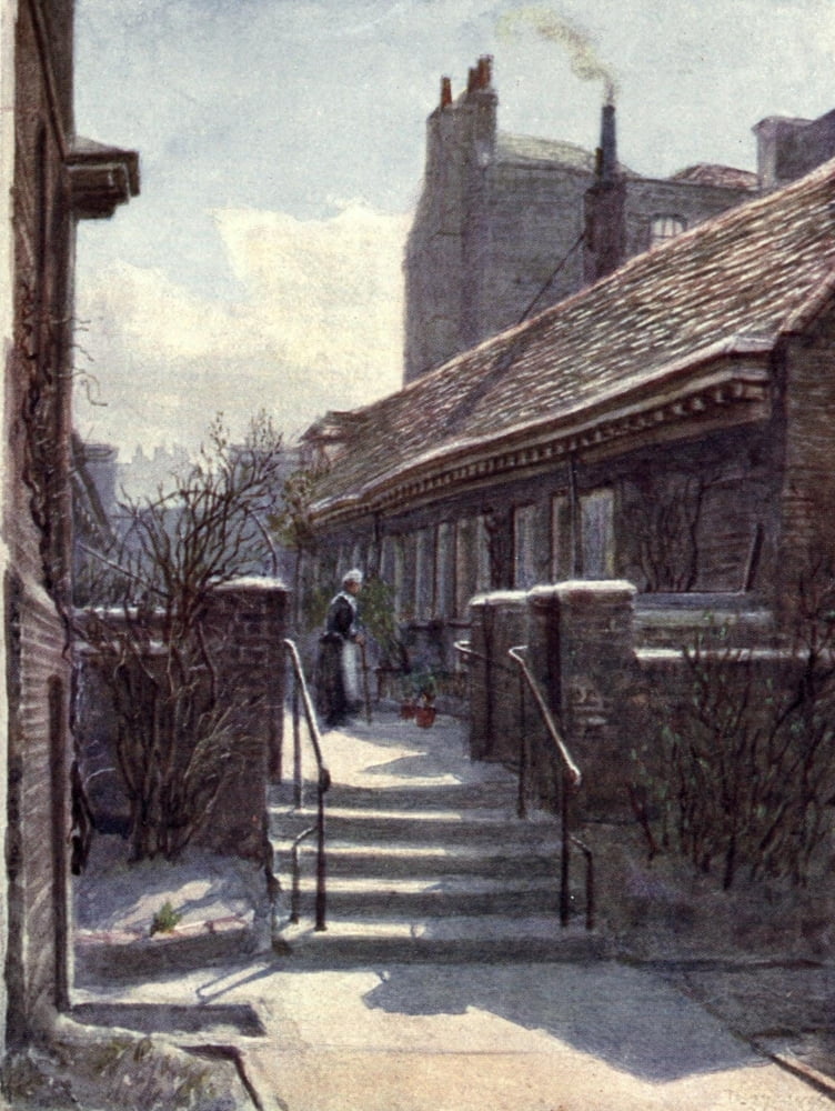 London Vanished & Vanishing 1905 Almhouses of Skinners Co Mile End Canvas Art - Philip Norman (24 x 36)