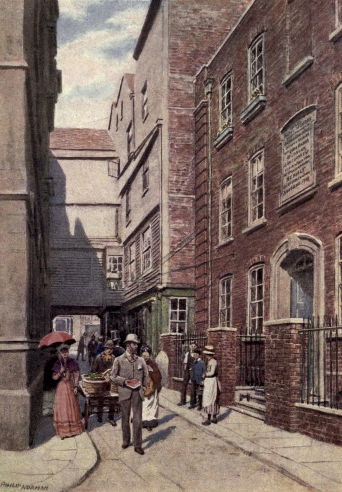 London Vanished & Vanishing 1905 Bishopsgate from Great St Helens Canvas Art - Philip Norman (18 x 24)