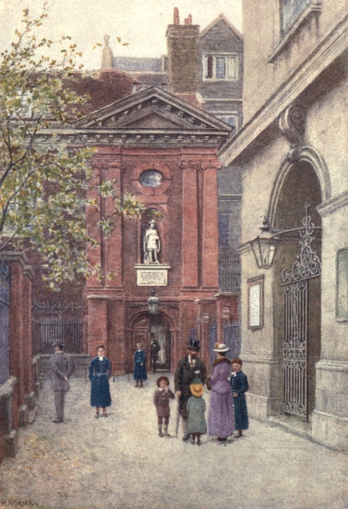 London Vanished & Vanishing 1905 Christs Hospital & Christs Church Canvas Art - Philip Norman (24 x 36)