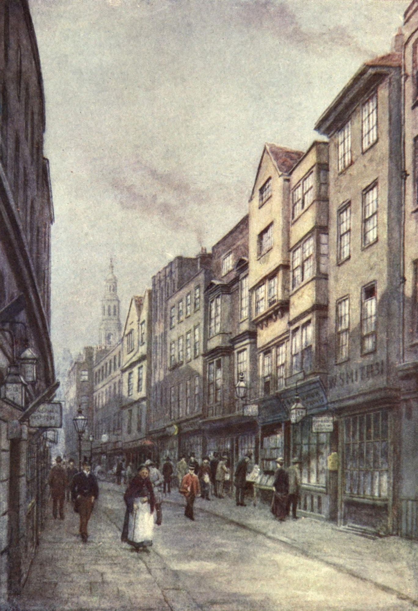 London Vanished & Vanishing 1905 Holywell St Strand (looking east) Canvas Art - Philip Norman (18 x 24)