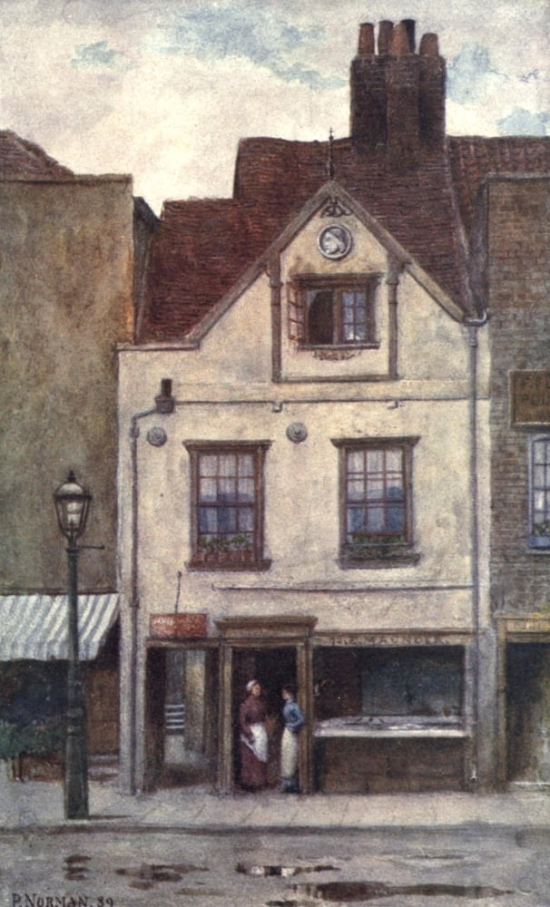 London Vanished & Vanishing 1905 Maunders Fish Shop Cheyne Walk Canvas Art - Philip Norman (18 x 24)