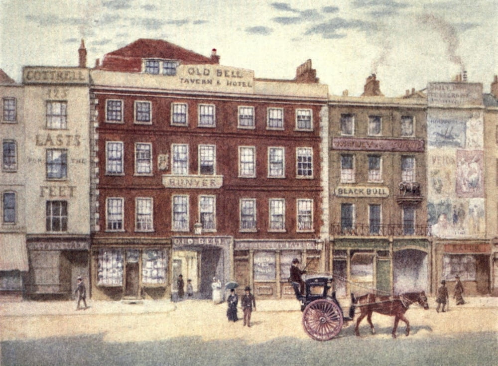 London Vanished & Vanishing 1905 Old Bell Inn & Black Bull Holborn Canvas Art - Philip Norman (18 x 24)
