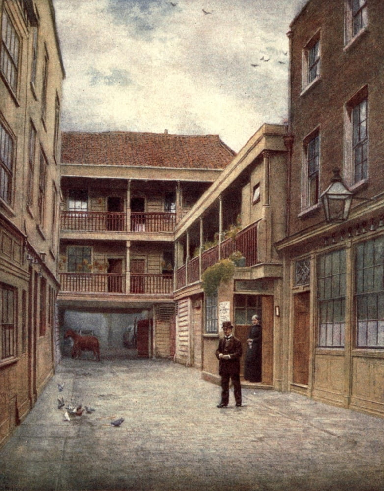 London Vanished & Vanishing 1905 Old Bell Inn Holborn (from south) Canvas Art - Philip Norman (18 x 24)