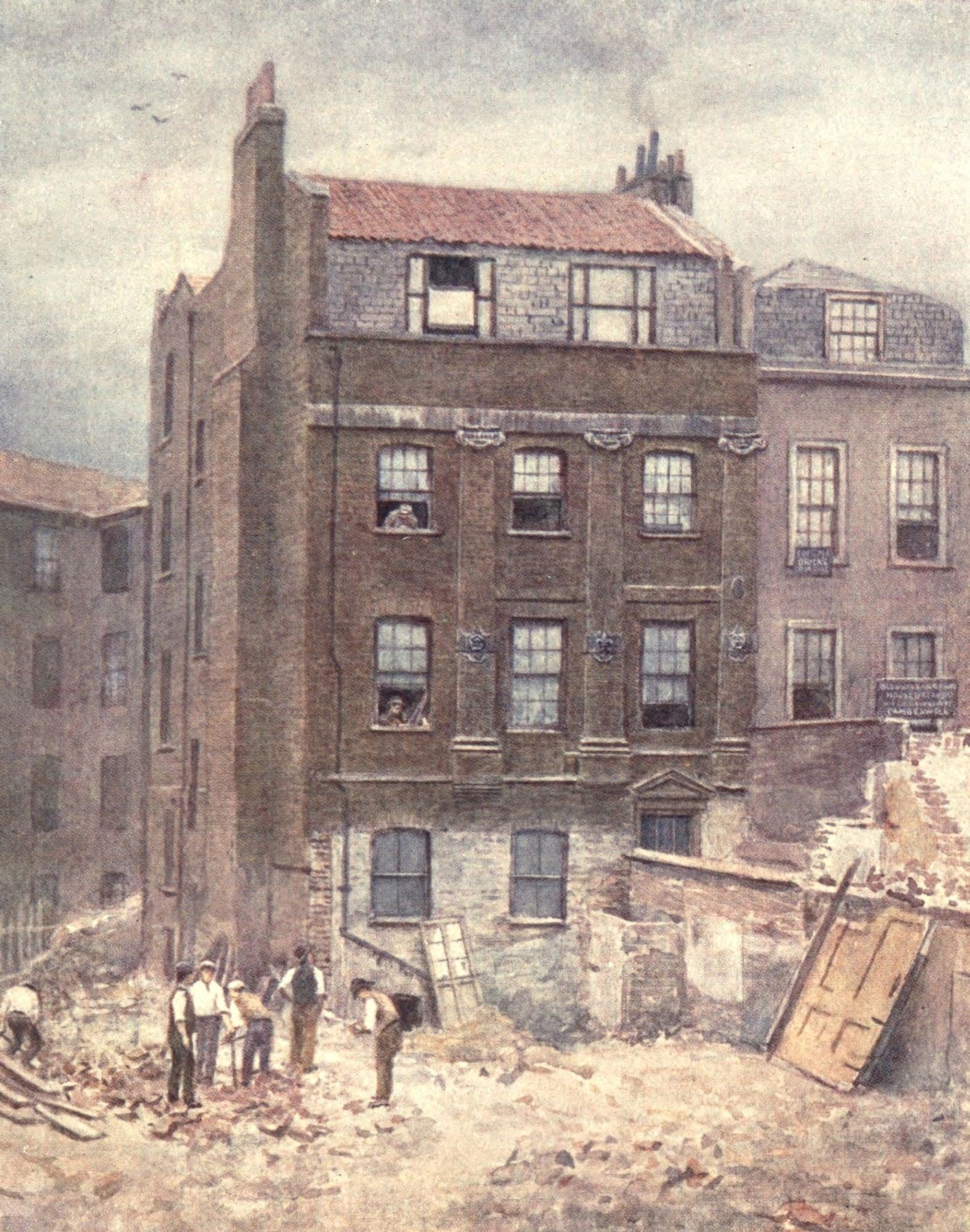 London Vanished & Vanishing 1905 Portsmouth Hse Lincolns Inn Fields Canvas Art - Philip Norman (18 x 24)
