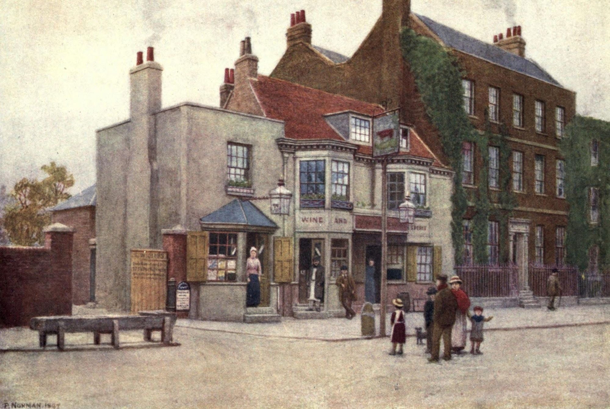 London Vanished & Vanishing 1905 Red Cow PH Hammersmith Road Canvas Art - Philip Norman (24 x 36)