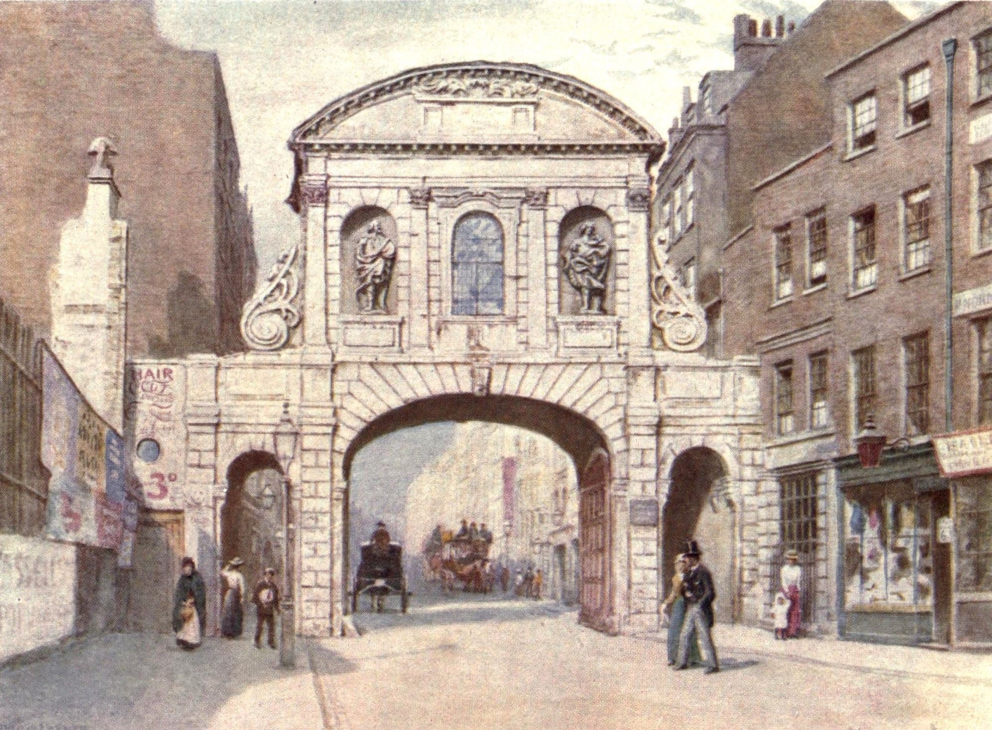 London Vanished & Vanishing 1905 Temple Bar London Canvas Art - Philip Norman (18 x 24)