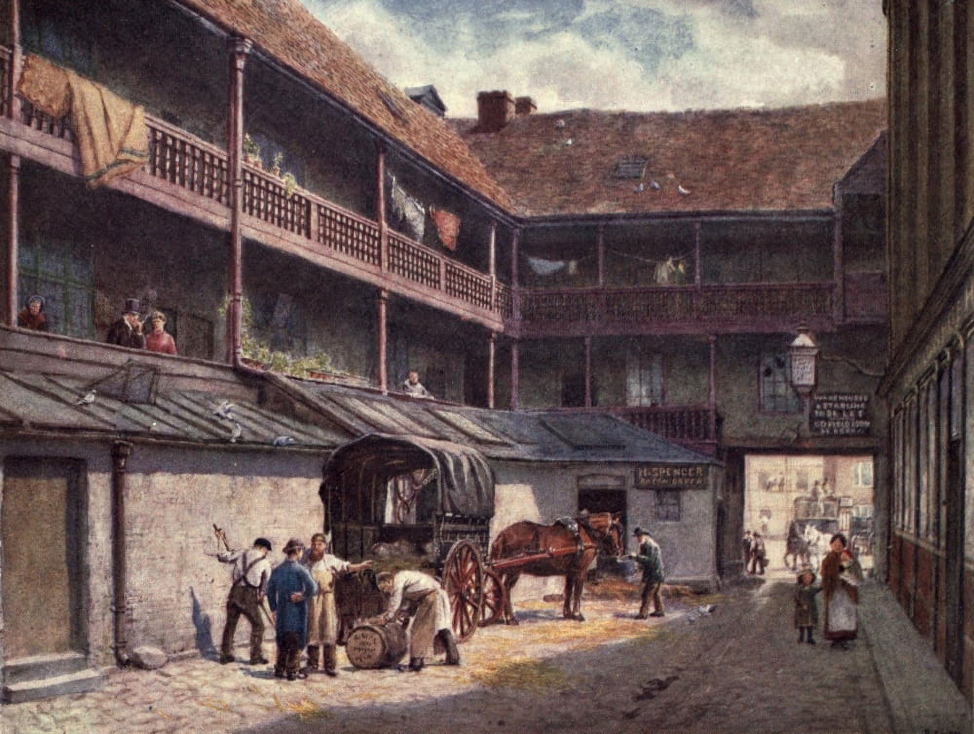 London Vanished & Vanishing 1905 White Hart Inn Southwark Canvas Art - Philip Norman (18 x 24)