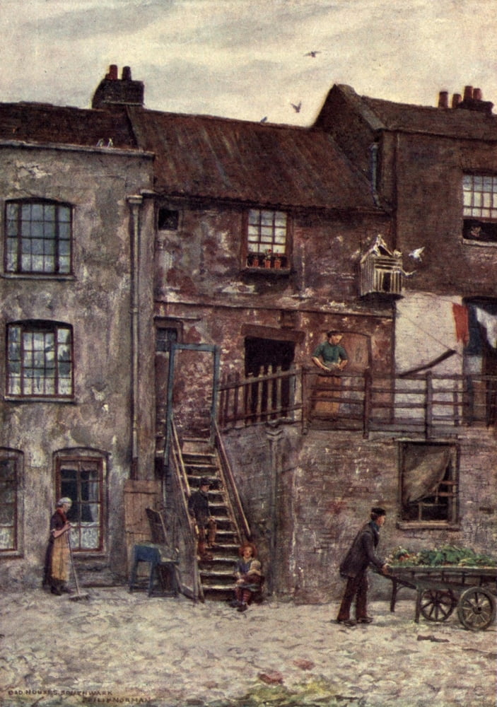 London Vanished & Vanishing 1905 White Hart Inn inner yard Southwark Canvas Art - Philip Norman (24 x 36)