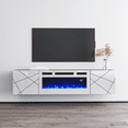 thumbnail image 1 of London WH-EF Fireplace TV Stand for TVs up to 70", Modern High Gloss 63" Entertainment Center, Electric Fireplace TV Media Console with Storage Cabinets, 1 of 8