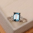 thumbnail image 1 of London blue topaz ring, emerald cut, white gold engagement ring, 1 of 4