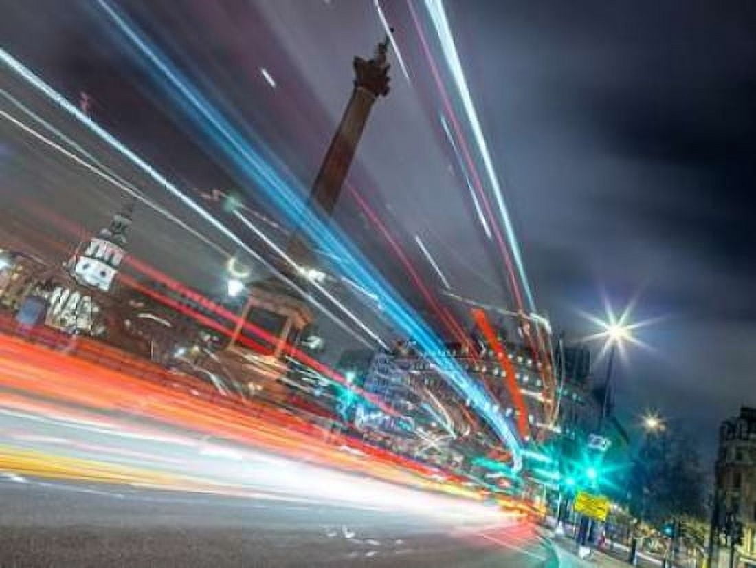 London city street with strip lights Canvas Art - Assaf Frank (18 x 24)