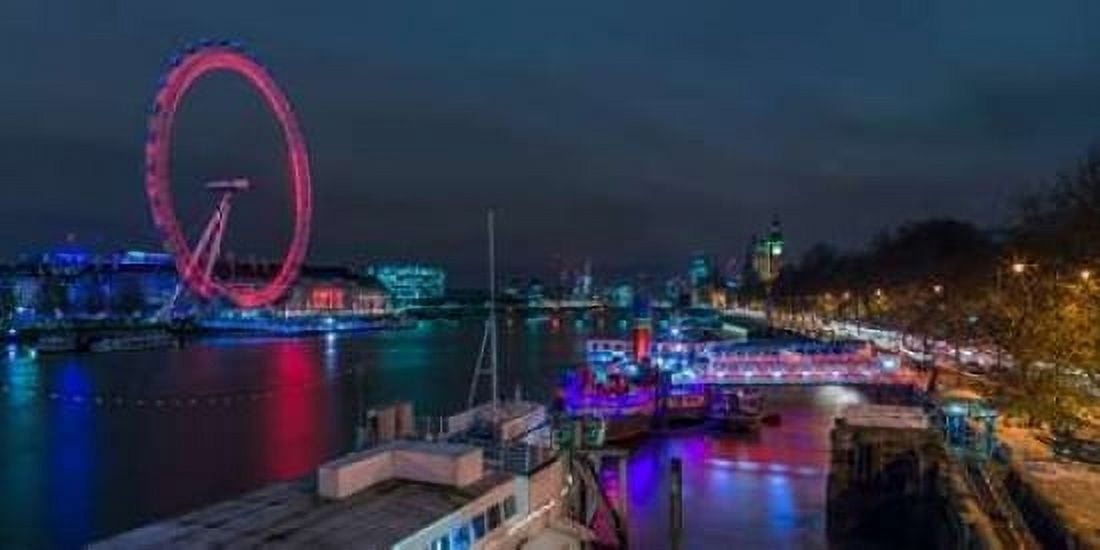 London cityscape with Millennium Wheel Canvas Art - Assaf Frank (24 x 48)