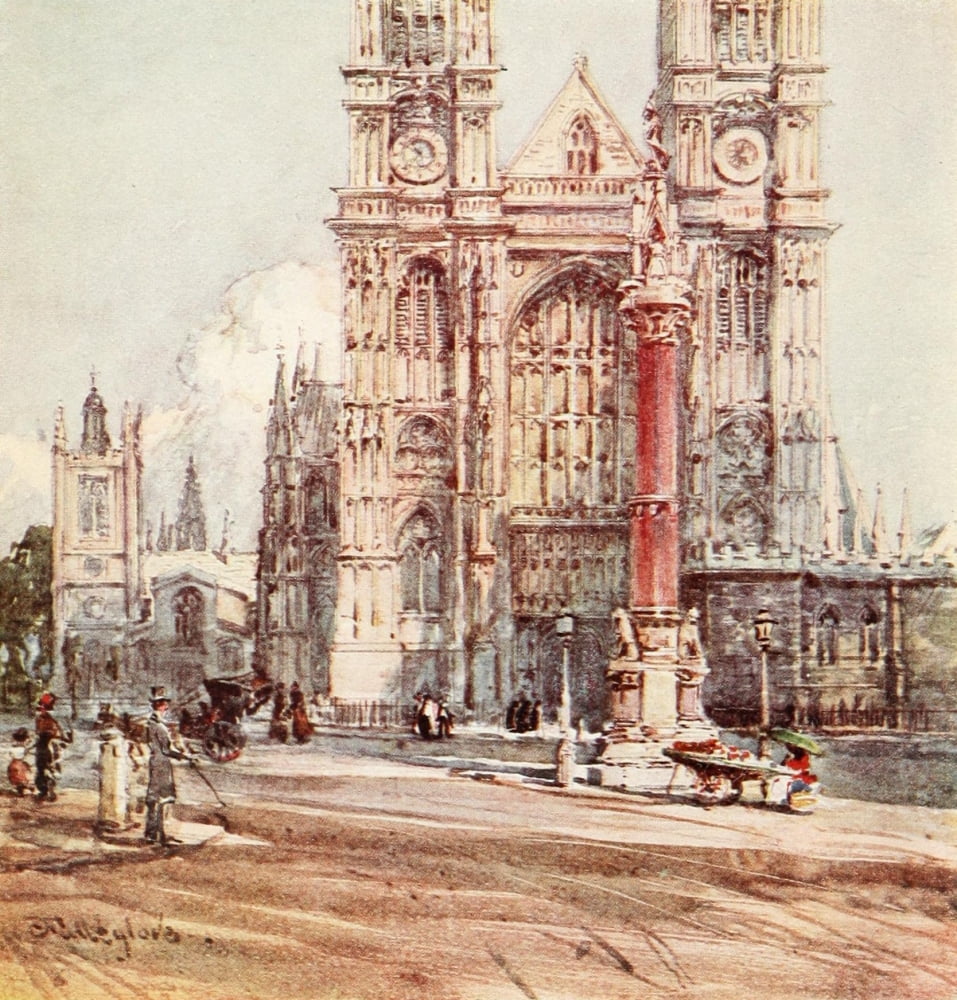 London for Young People 1922 Westminster Abbey Canvas Art - John Fulleylove (18 x 24)