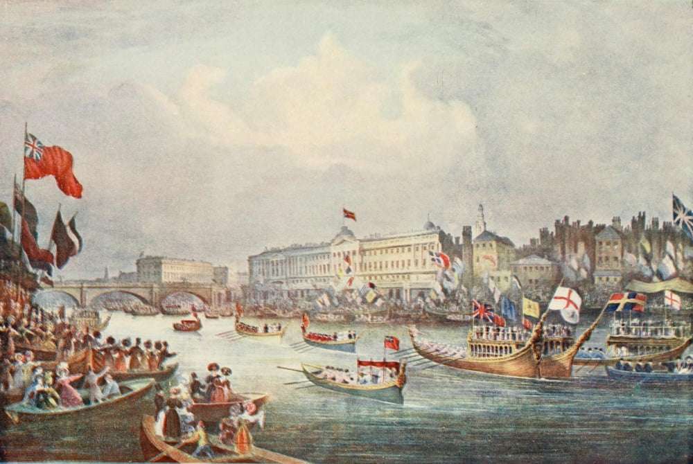 London in Bygone Days 1903 Somerset Hse opening of Lond Bdge Canvas Art - F Calvert (18 x 24)