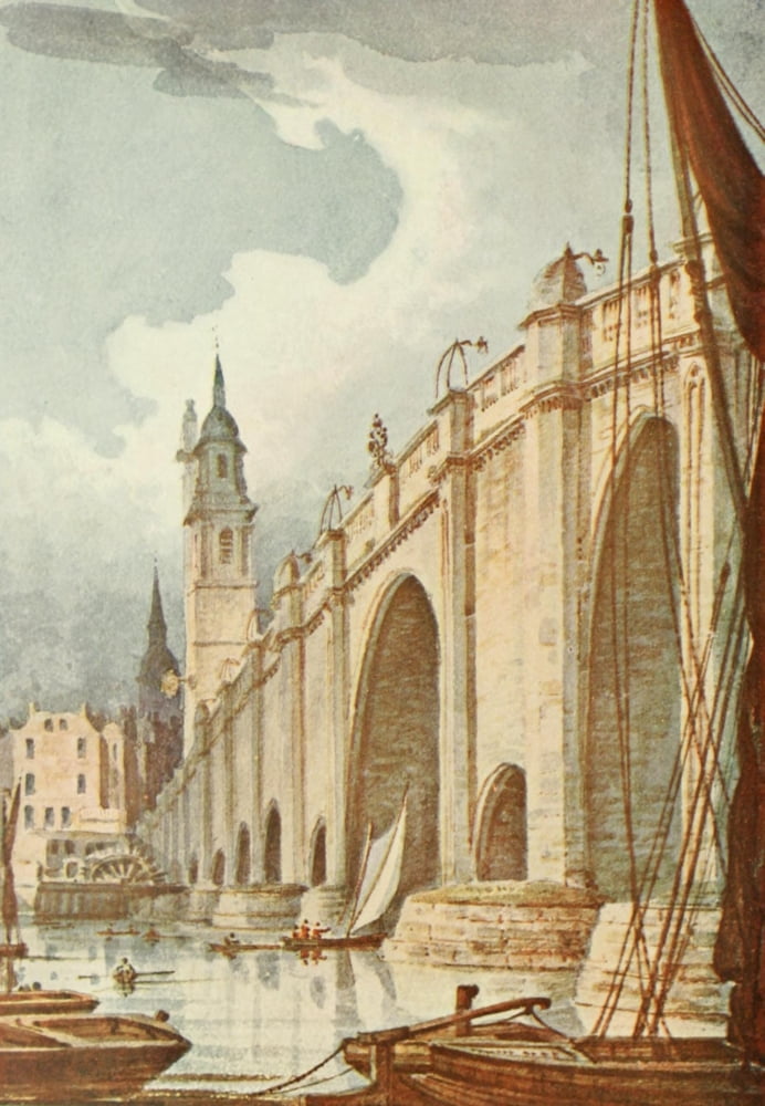 London on Thames 1903 Old London Bridge Canvas Art - Richard Parkes Bonington (18 x 24)