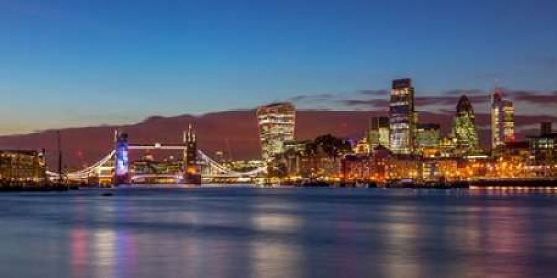 London skyline over river Thames UK Canvas Art - Assaf Frank (10 x 20)
