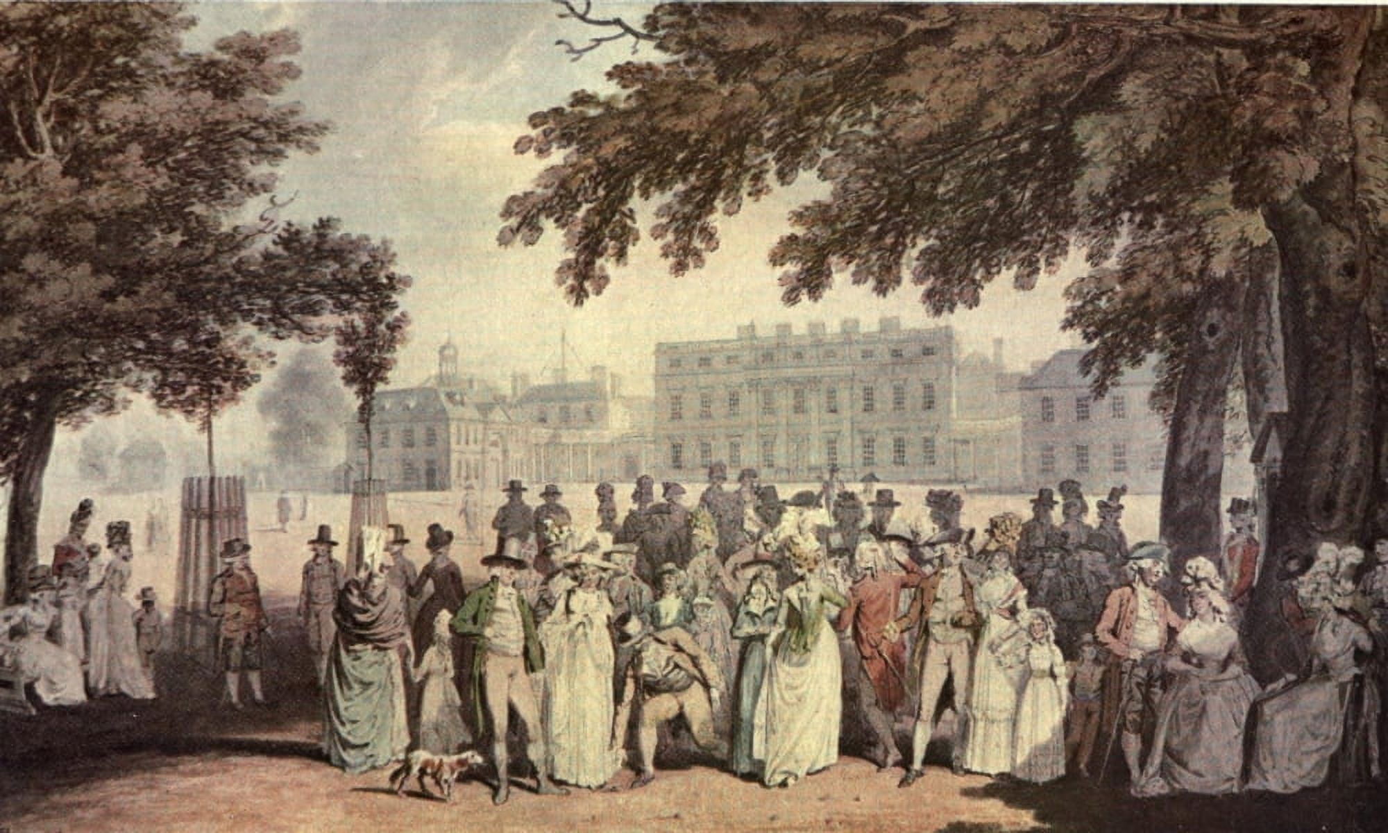 Londoners then & now 1920 Promenade in St Jamess park Canvas Art - Edward Dayes (24 x 36)