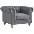 thumbnail image 1 of Londynn Club Chair Dark Gray Fabric Linen Button Tufted Rolled Sinuous Springs, 1 of 10