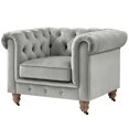 thumbnail image 1 of Londynn Club Chair Gray Velvet 42L x 33.5W x 30.3H Button Tufted Rolled Arm, 1 of 8