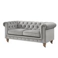 thumbnail image 1 of Londynn Loveseat Grey Velvet 71L x 33.5W x 30.3H Button Tufted Rolled Arm, 1 of 8