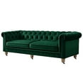 thumbnail image 1 of Londynn Sofa Hunter Green Velvet 93L x 33.5W x 30.3H Button Tufted Rolled Arm, 1 of 8