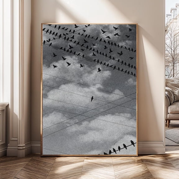 Lone Bird Black and White Moody Bird Solitude Poster