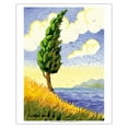 thumbnail image 1 of Lone Cypress and Sea - Tuscany Italy - From an Original Watercolor Painting by Robin Wethe Altman - Fine Art Matte Paper Print (Unframed) 16x20in, 1 of 4