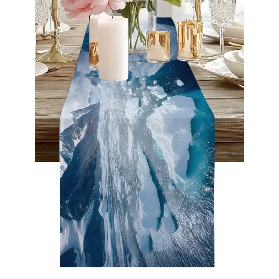 Lone Iceberg Nature Table Runners 36 Inches Long Calm Single Ice Peak Sky Kitchen Dining Table Runner Dresser Scarves for Party Coffee Holiday Party Decor