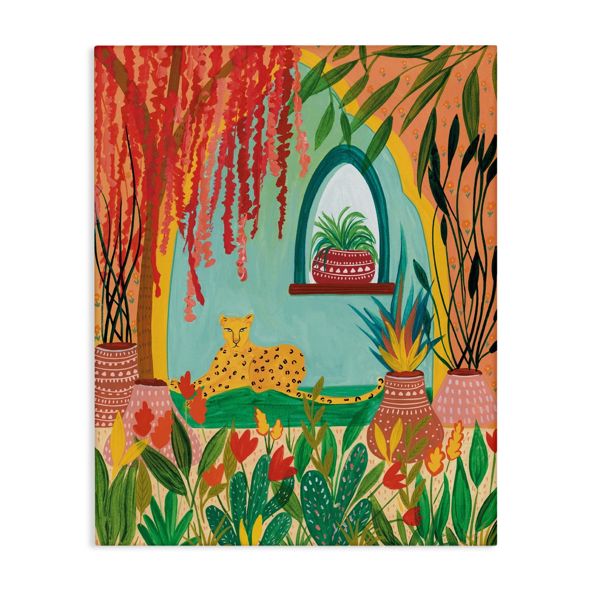 Lone Leopard Among Botanicals Canvas Wall Art, design by Nabeela Rumi