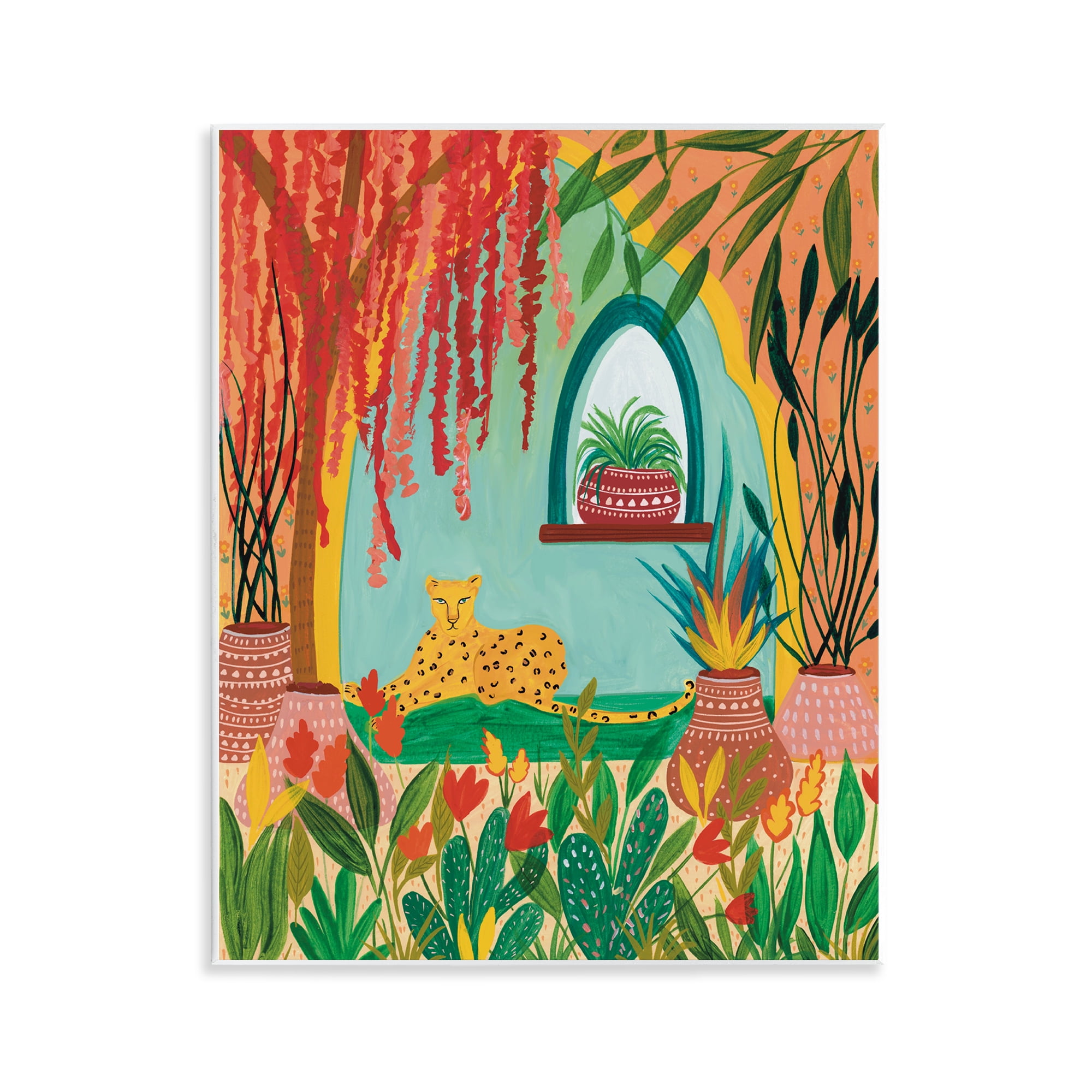 Lone Leopard Among Botanicals Wall Plaque Art, design by Nabeela Rumi