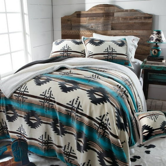 Wrangler Unisex Lone Mountain Plush Sherpa Bedspread Set Queen - JW278 One Size