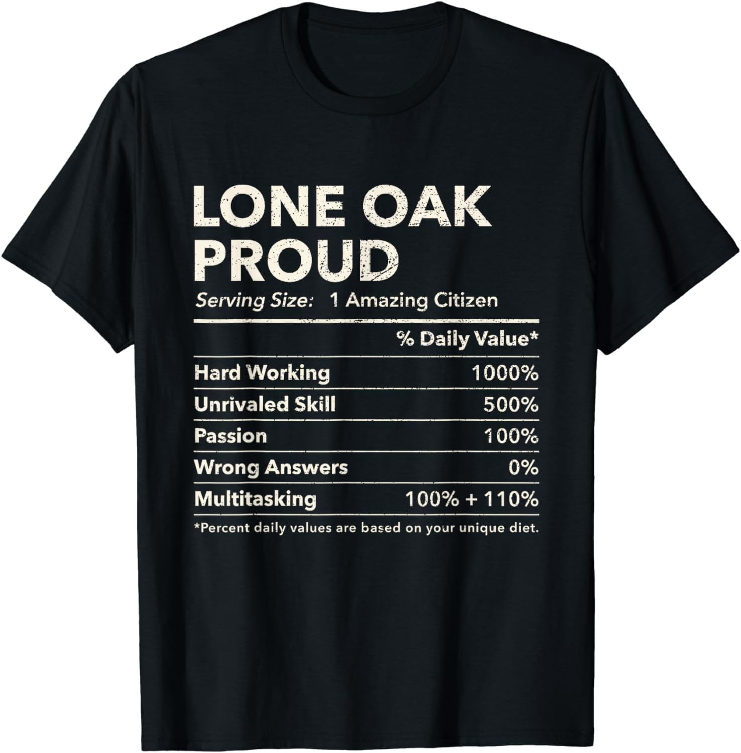 Lone Oak, Kentucky Proud Nutrition Facts TShirt
