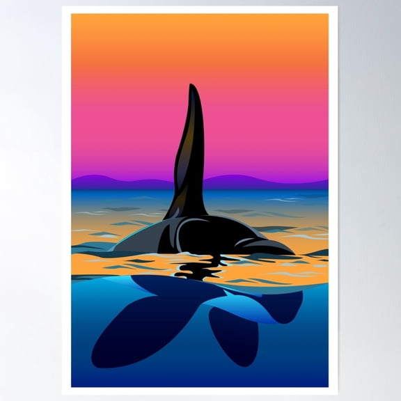 Lone Orca Poster Wall Art, Modern Wall Decor For Living Room Bedroom, 24x36 UNFRAMED