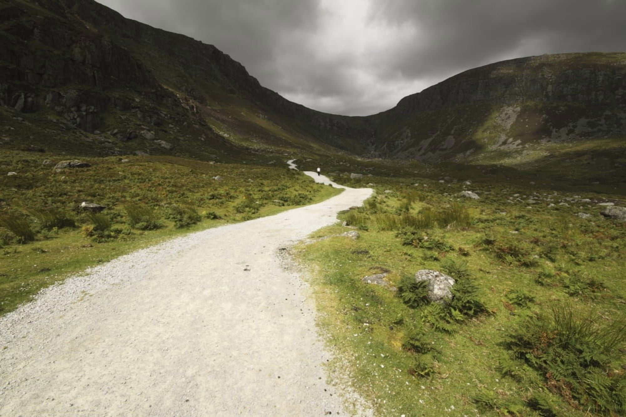 Lone Person Walking On A Path Leading Up To Mahon Falls In The Comeragh Mountains In Munster Region County Waterford Ireland Canvas Art - Trish Punch Design Pics (38 x 24)