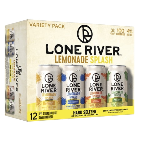 Lone River Lemonade Splash Hard Seltzer Variety, 12 pack, 12 fl oz Cans, 4% ABV