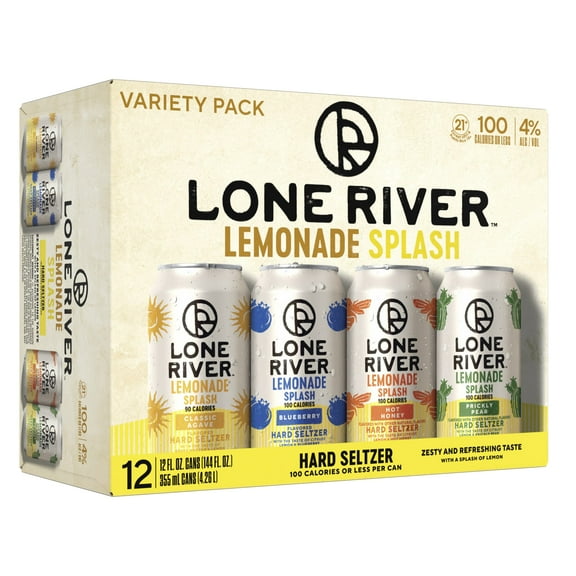 Lone River Lemonade Splash Hard Seltzer Variety, 12 pack, 12 fl oz Cans, 4% ABV