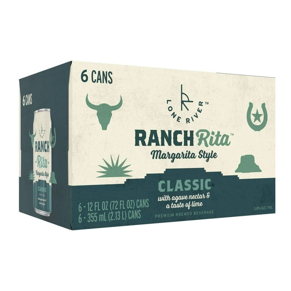 Lone River Ranch Rita Classic Margarita, 6 Pack Cans, 12 fl oz, 5.8% ABV