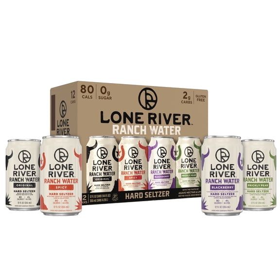 Lone River Ranch Water Hard Seltzer Variety, 12 pack cans, 12 fl oz, 4% ABV