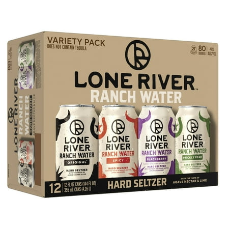 Lone River Ranch Water Hard Seltzer Variety, 12 pack cans, 12 fl oz, 4% ABV