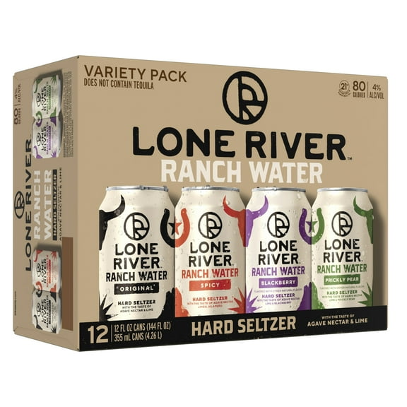 Lone River Ranch Water Hard Seltzer Variety, 12 Pack Cans, 12 fl oz, 4% ABV