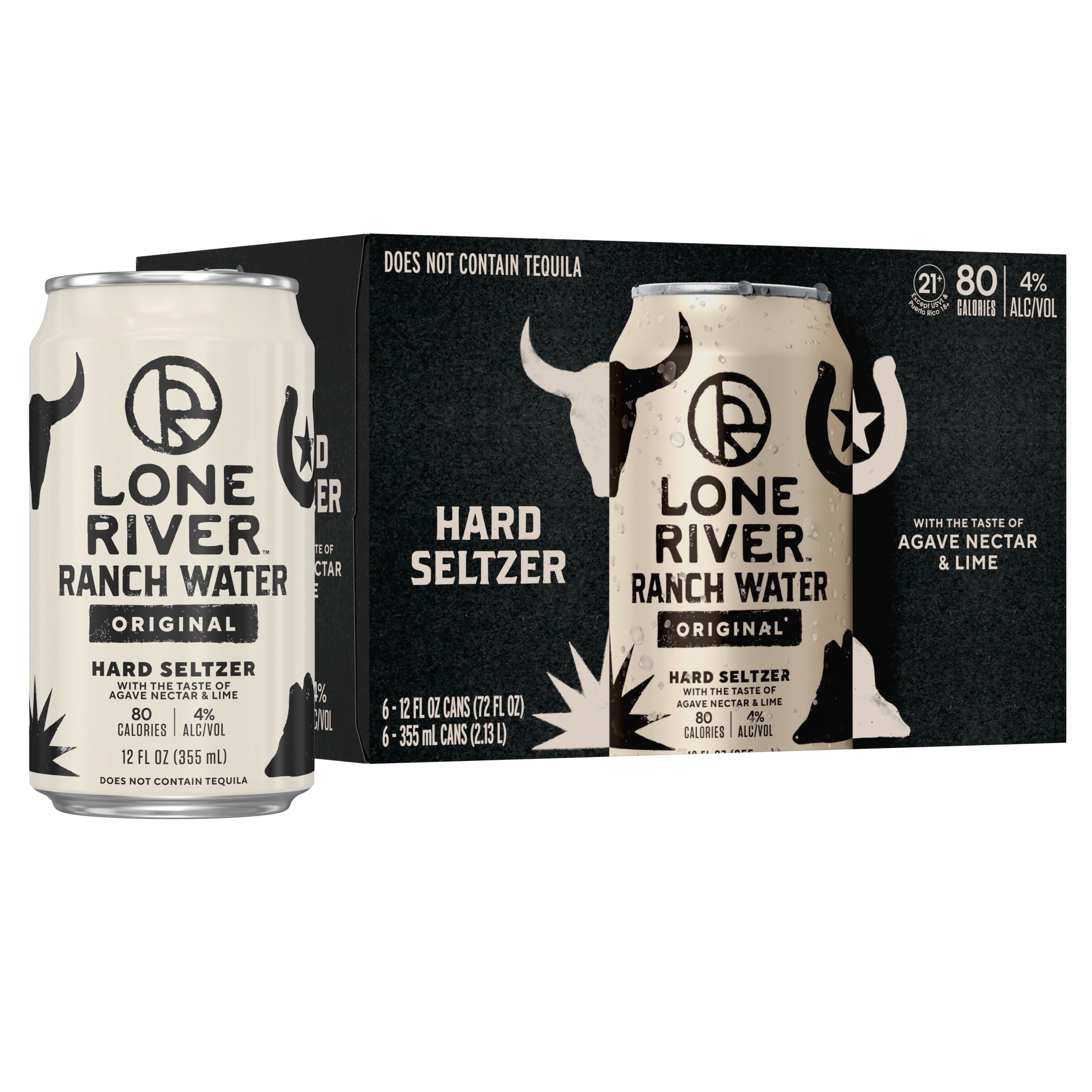 Lone River Ranch Water Original Hard Seltzer, 6 pack cans, 12 fl oz, 4% ABV