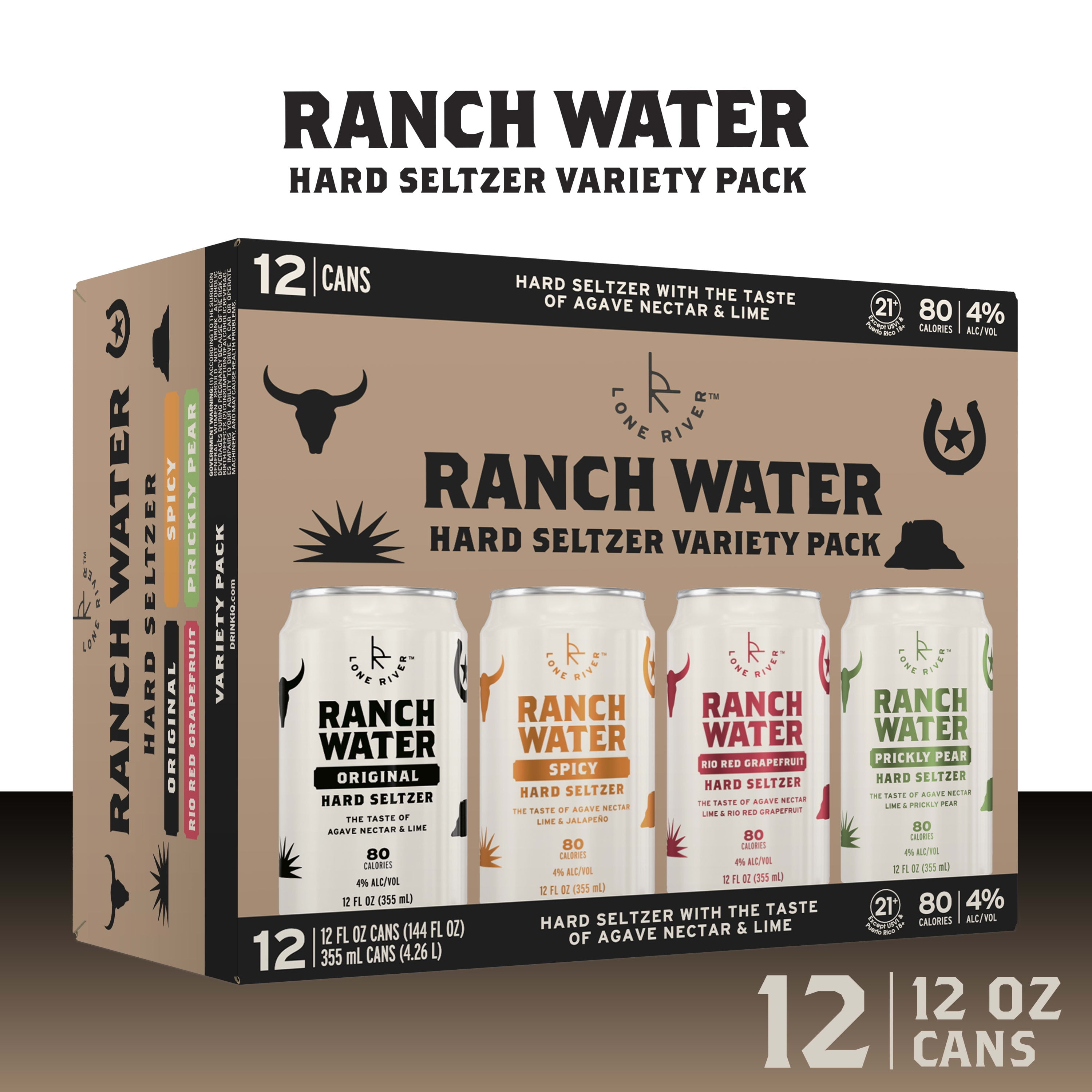Lone River Ranch Water Hard Seltzer Variety Pack, 12oz Cans, 12pk