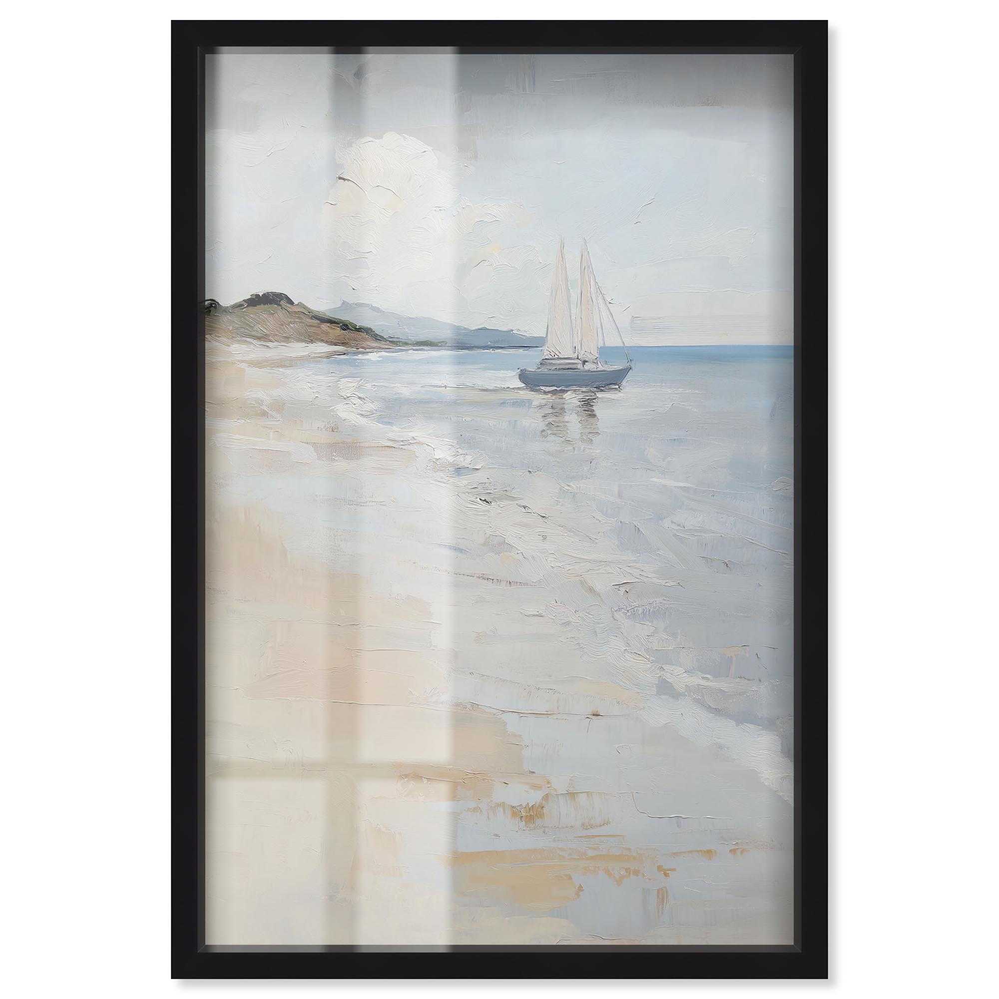 Lone Sail II Shadowbox Print Classic Coastal Art by Art Remedy, Black ...