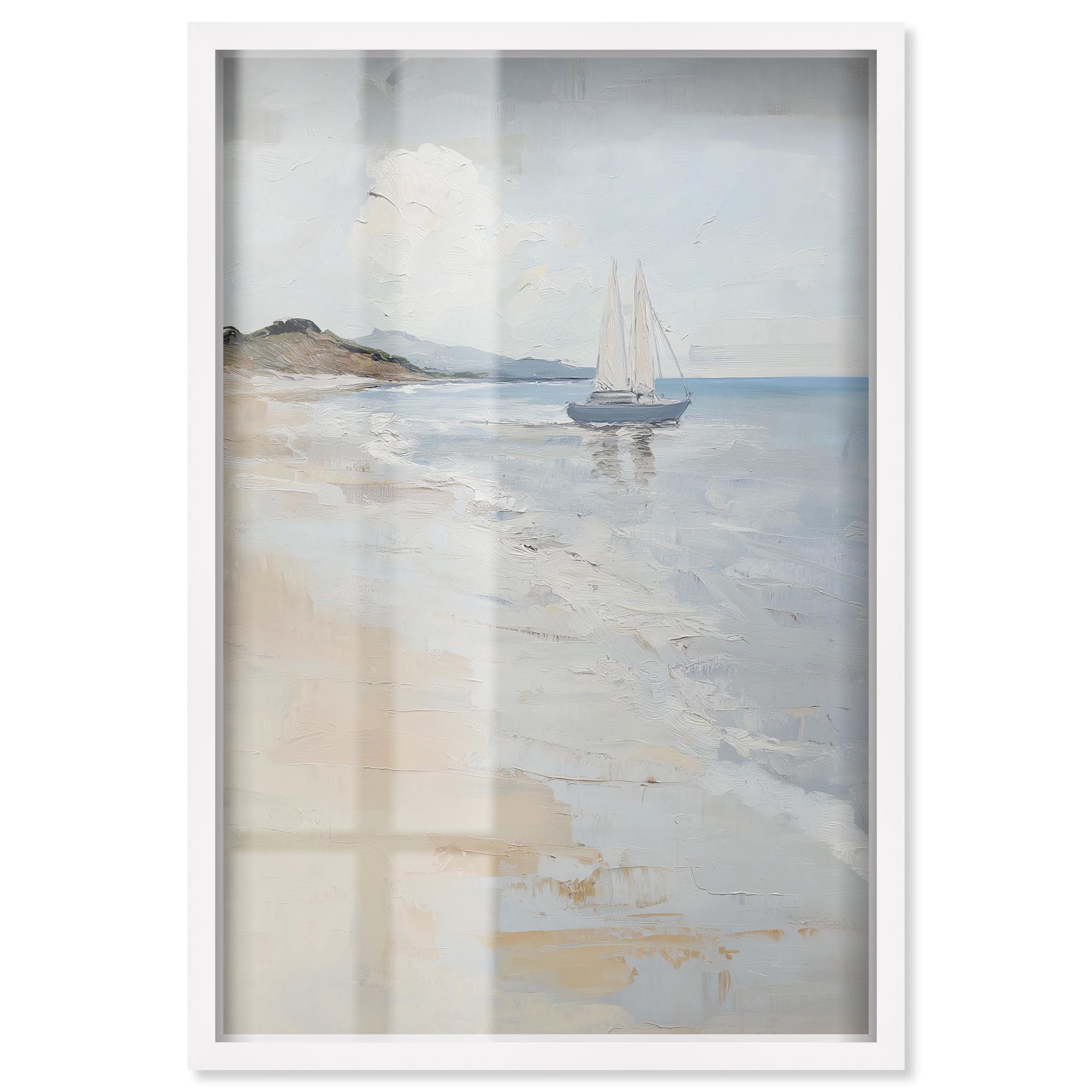Lone Sail II Shadowbox Print Classic Coastal Art by Art Remedy, White ...