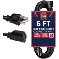 Lone Star 13 AMP Black Extension Cord 6 ft, 16 AWG Indoor & Outdoor